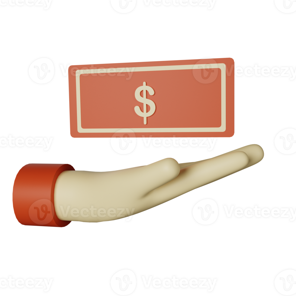 3d icon cash isolated on transparent background png