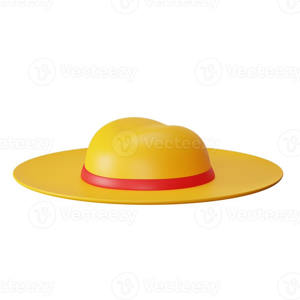 3d icon pamela hat isolated on transparent background png