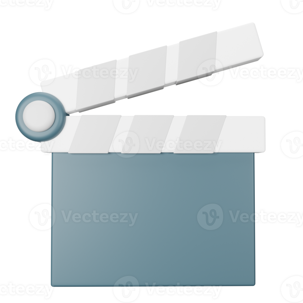 3d icon clapperboard isolated on transparent background png