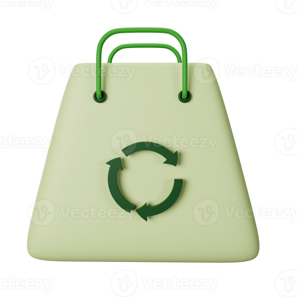 3d icon eco bag isolated on transparent background png