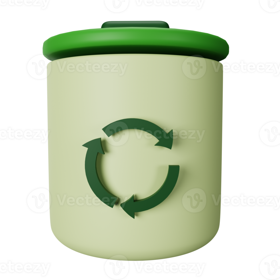 3d icon recycle bin isolated on transparent background png