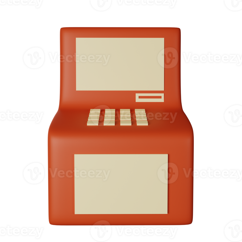 3d icon atm isolated on transparent background png