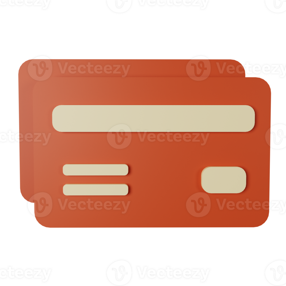 3d icon credit card isolated on transparent background png