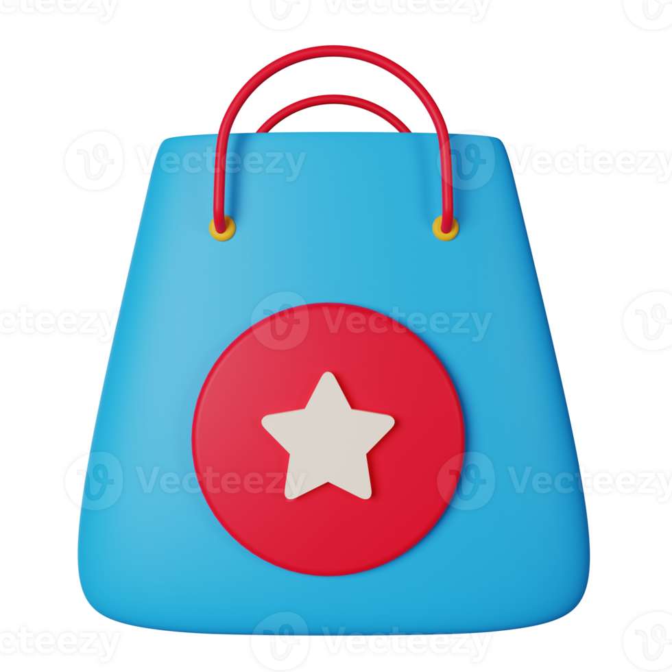 3d icon shopping bag isolated on transparent background png