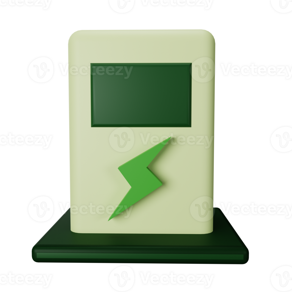 3d icon electric station isolated on transparent background png