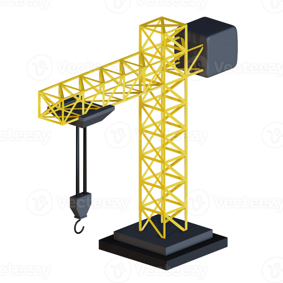 3d icon crane isolated on transparent background png