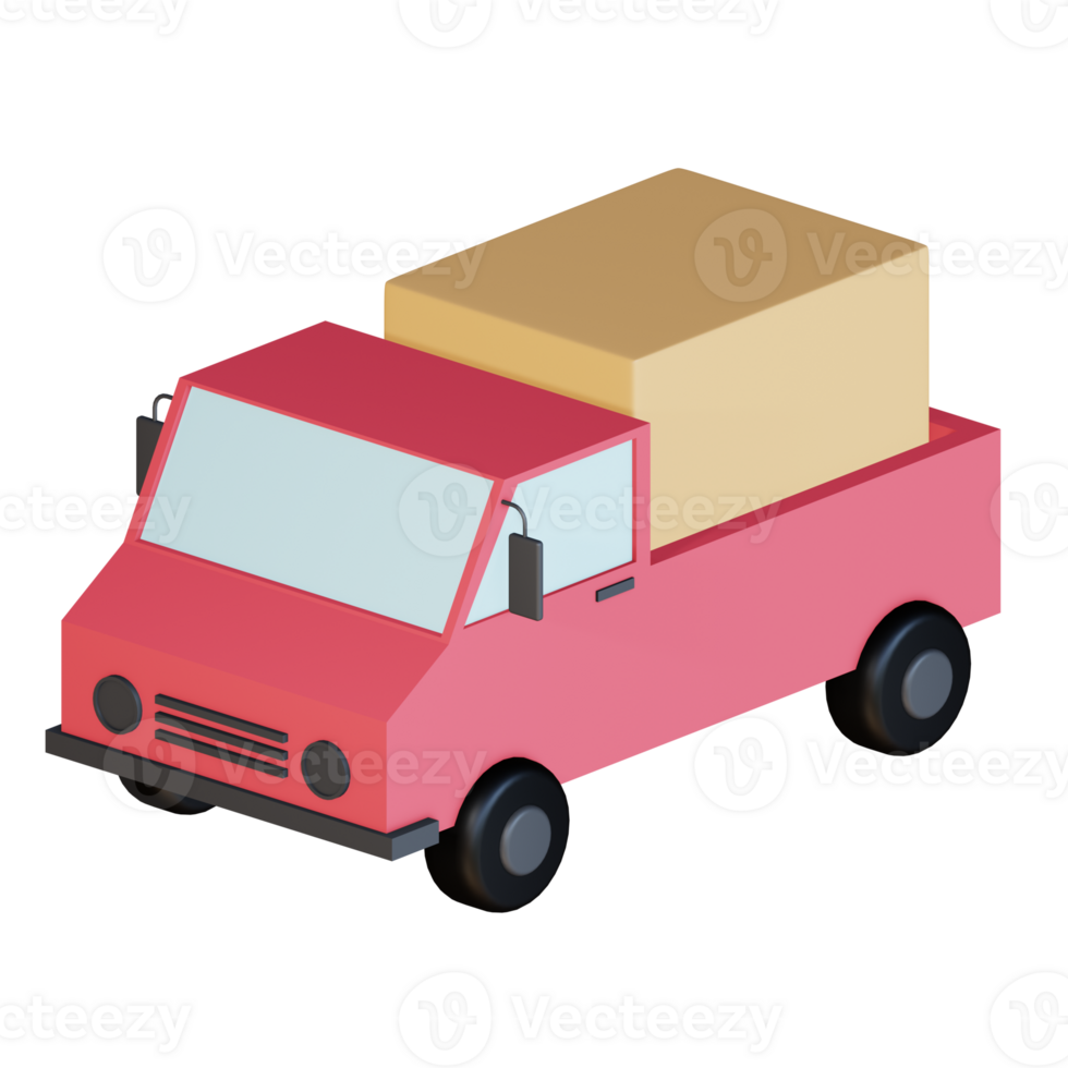 3d icon delivery truck isolated on transparent background png