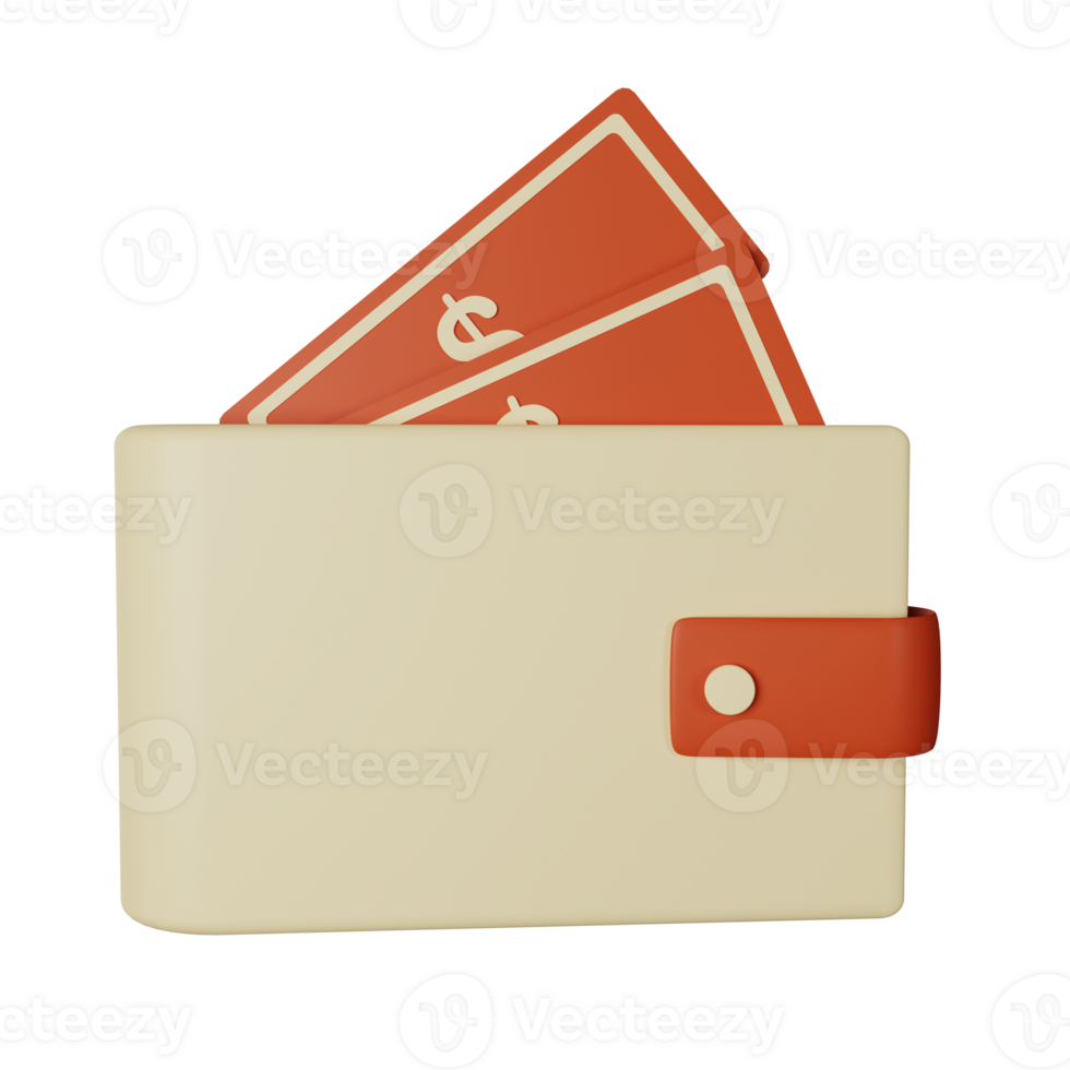 3d icon wallet isolated on transparent background png