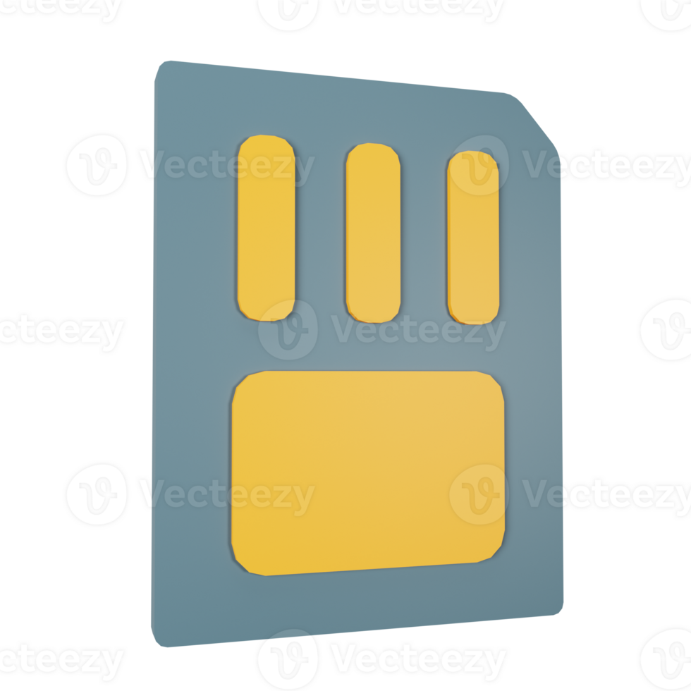 3d icon memory card isolated on transparent background png