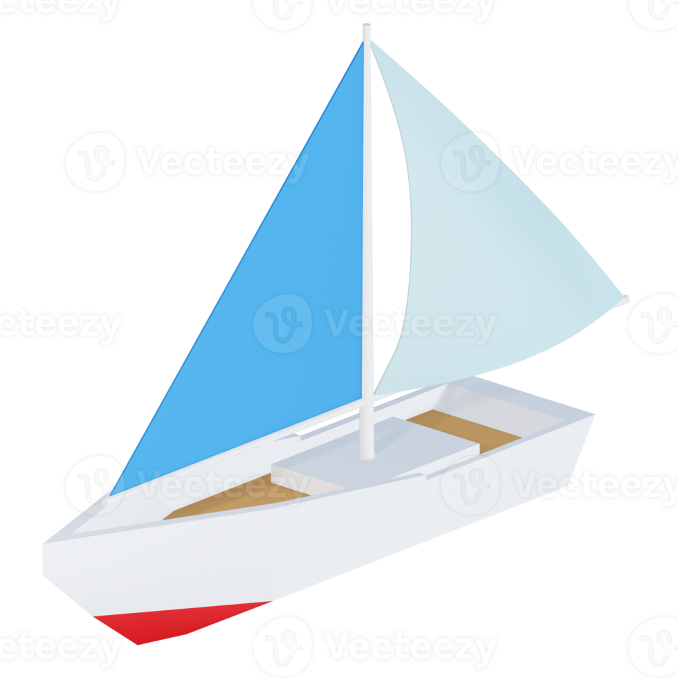 3d icon sailboat isolated on transparent background png