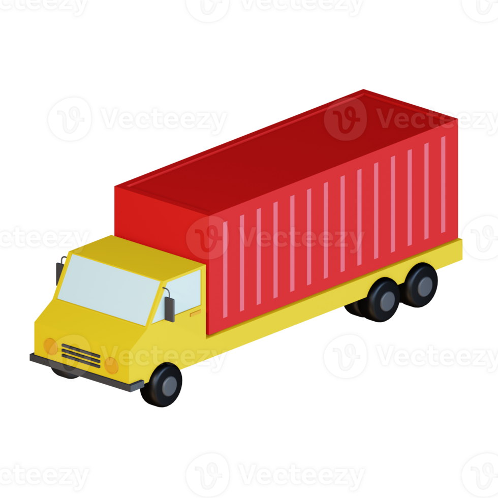 3d icon cargo truck isolated on transparent background png