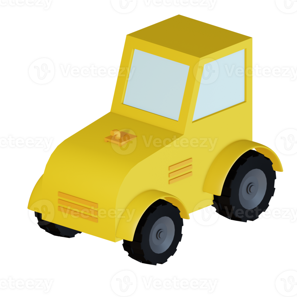 3d icon tractor isolated on transparent background png