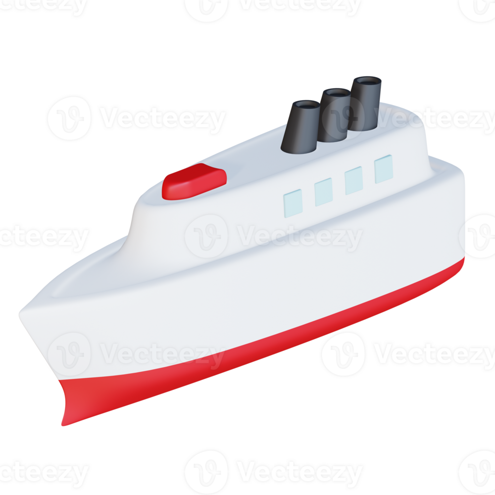 3d icon ship isolated on transparent background png