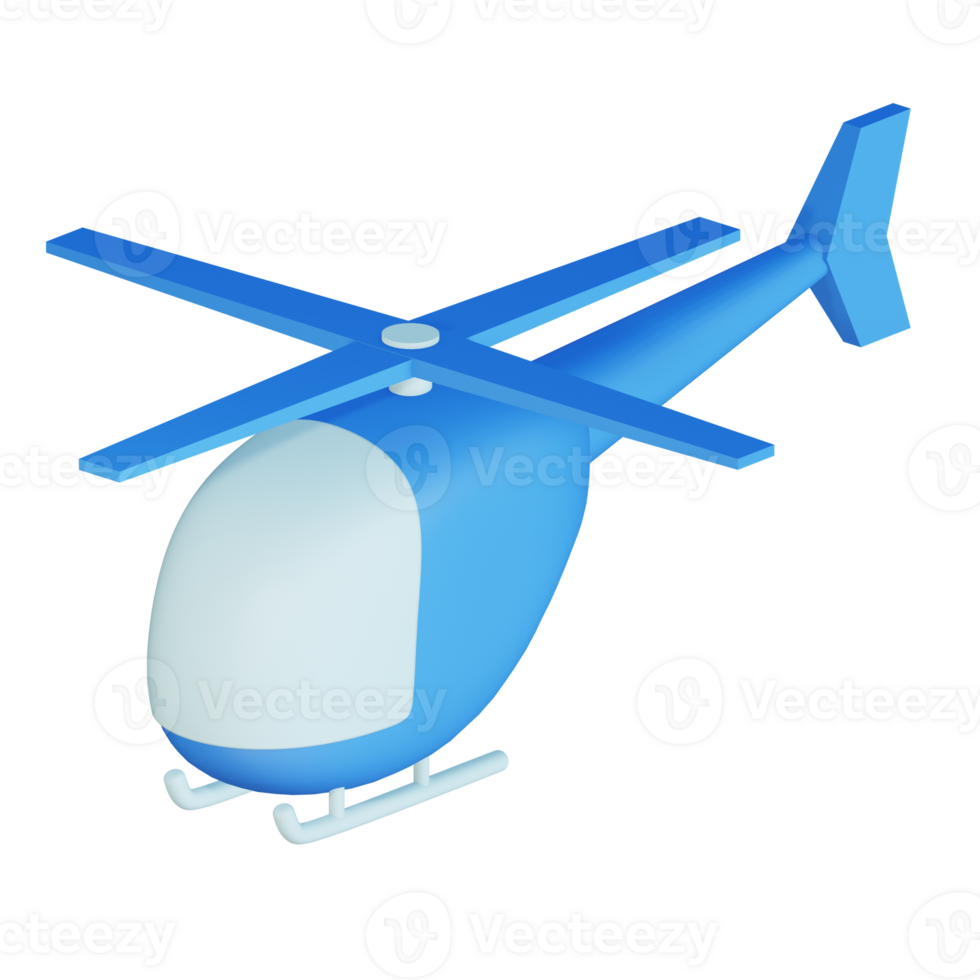 3d icon helicopter isolated on transparent background png