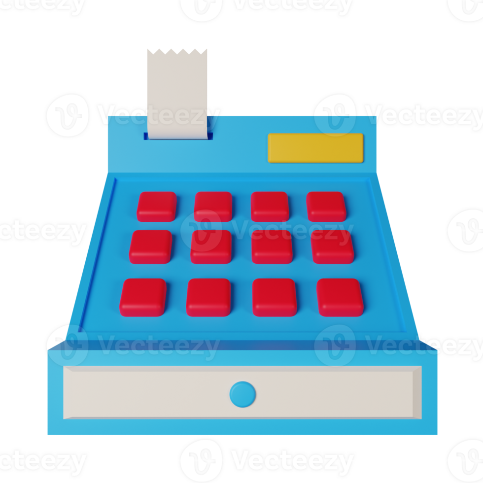 3d icon cash register isolated on transparent background png