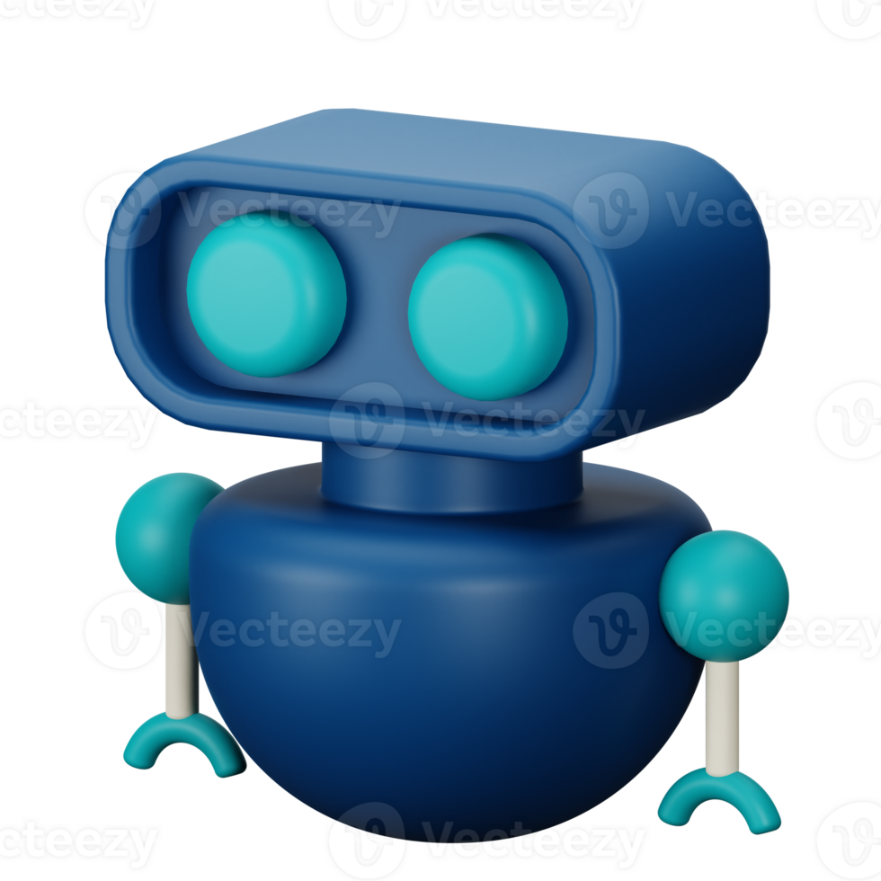 3d icon robot isolated on transparent background png