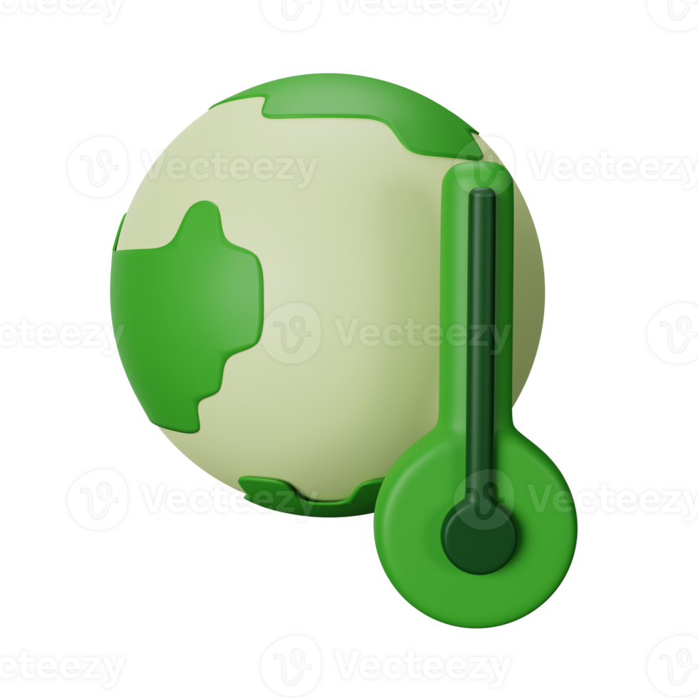3d icon global warming isolated on transparent background png