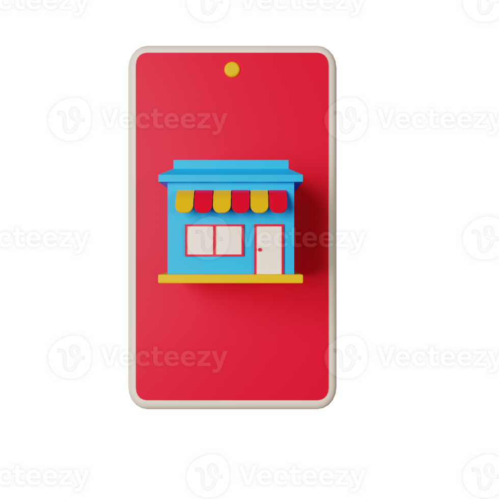 3d icon mobile store isolated on transparent background png