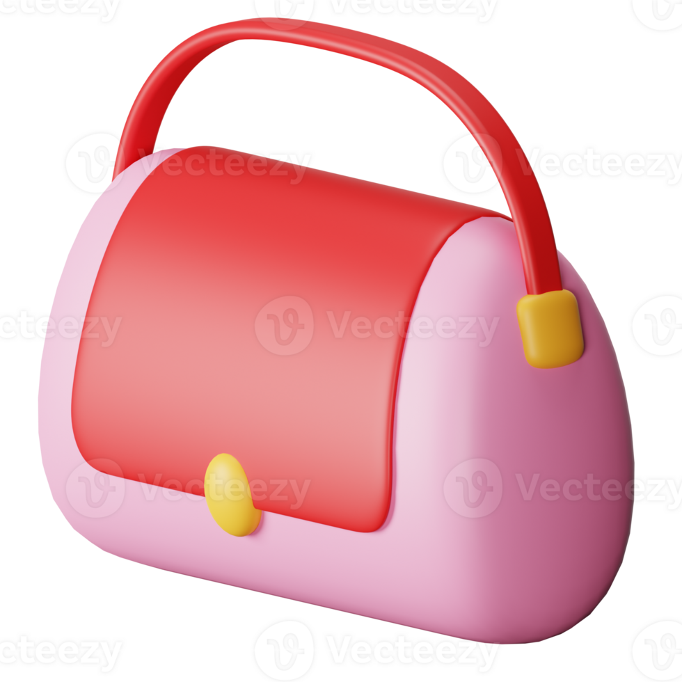 3d icon hand bag isolated on transparent background png