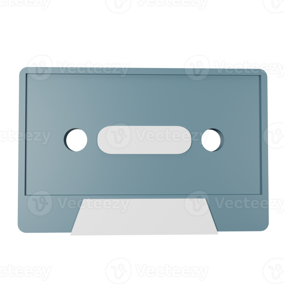 3d icon cassette isolated on transparent background png