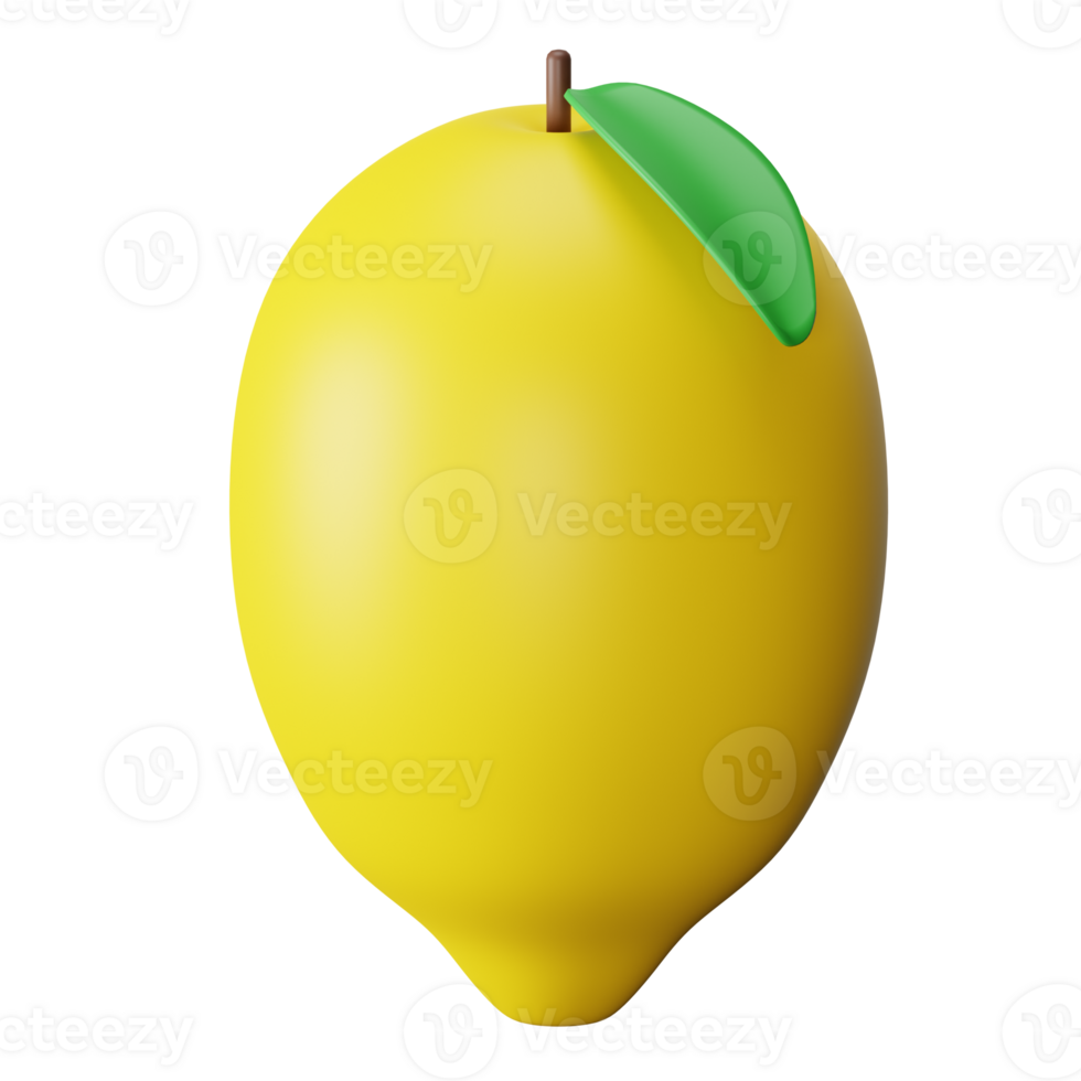 3d icon lemon isolated on transparent background png
