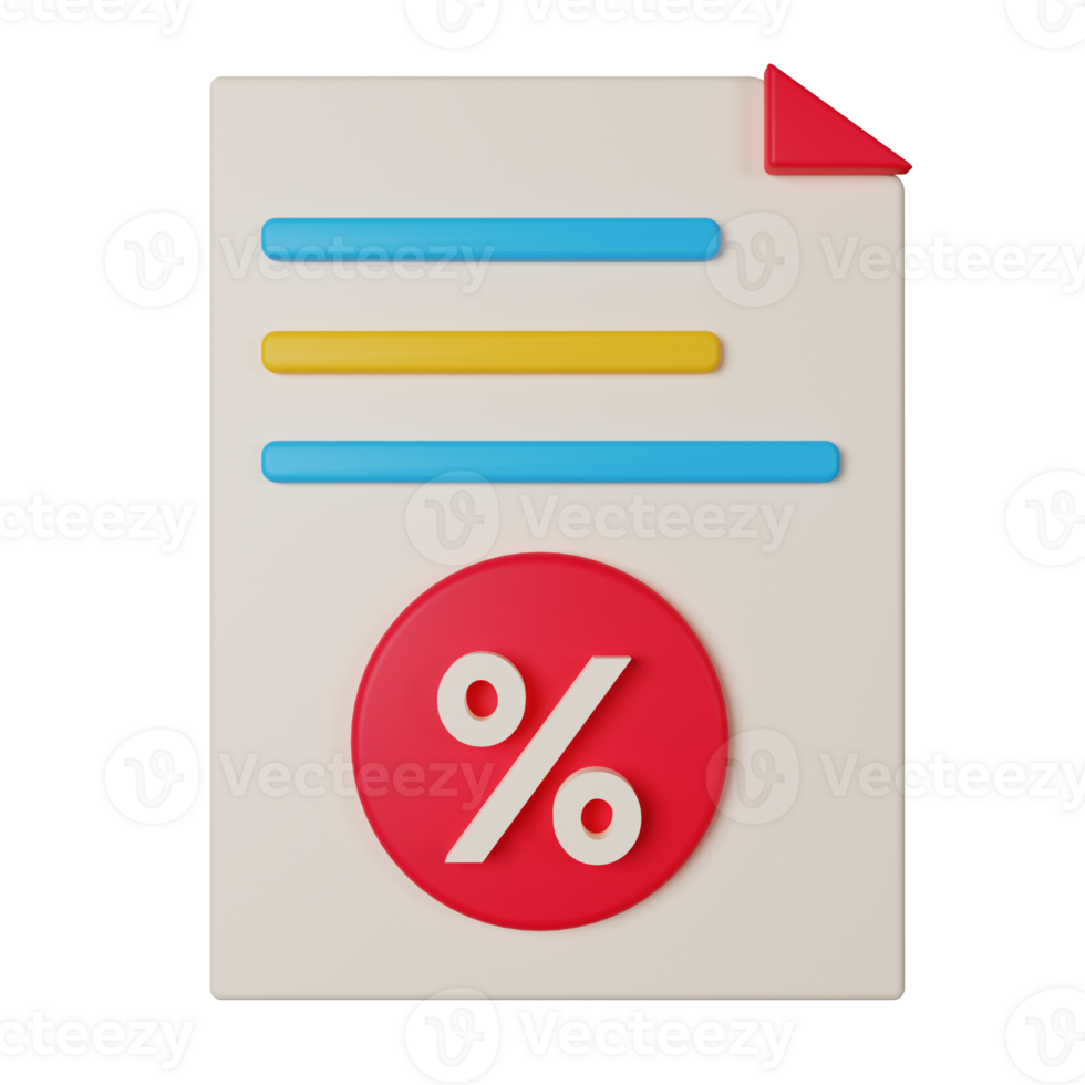 3d icon percentage isolated on transparent background png