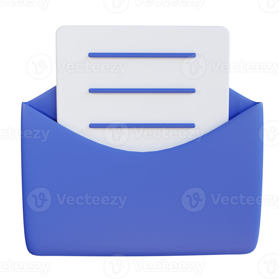 3d icon mail isolated on transparent background png