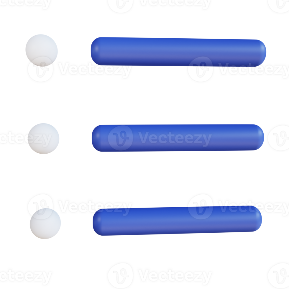 3d icon menu isolated on transparent background png