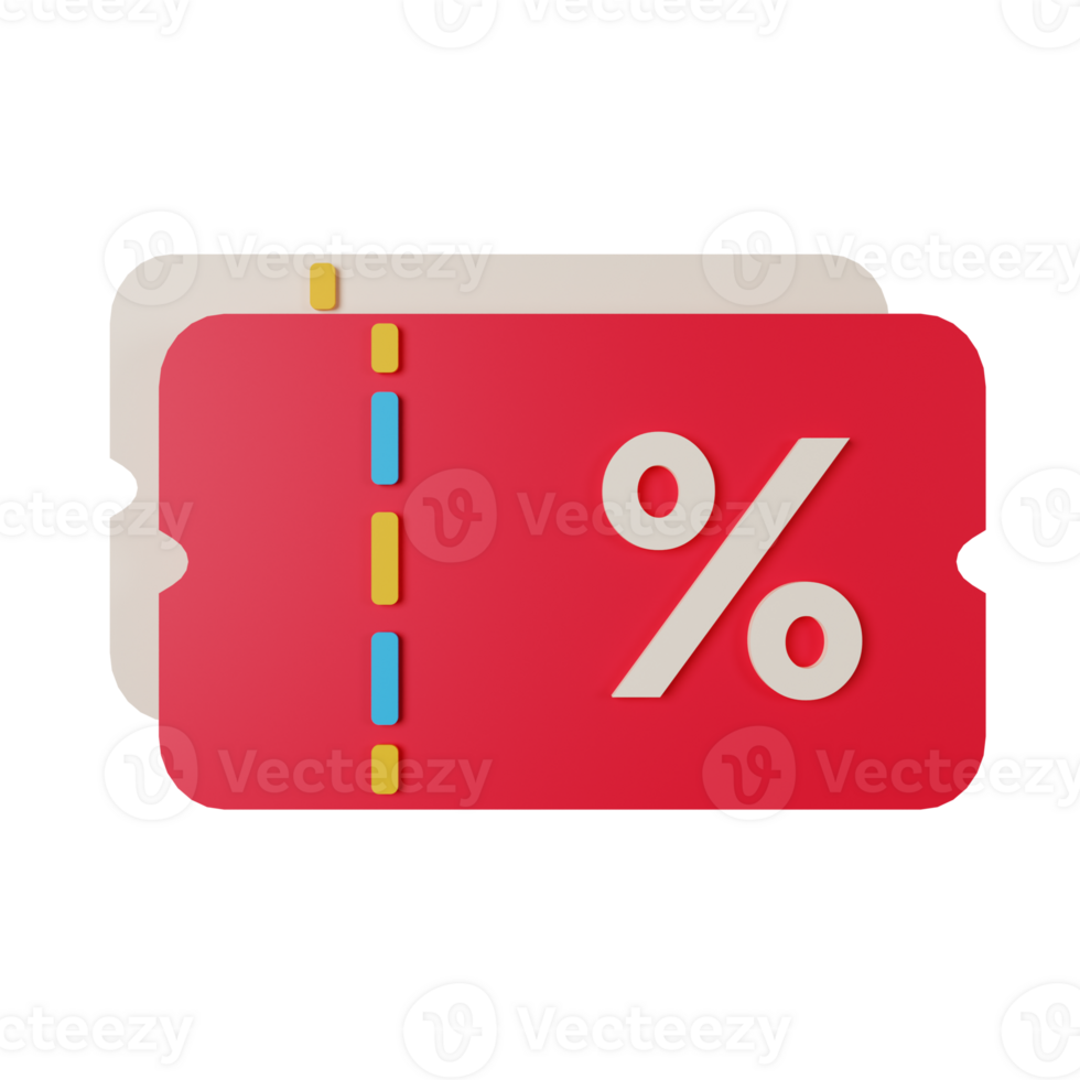 3d icon coupon isolated on transparent background png