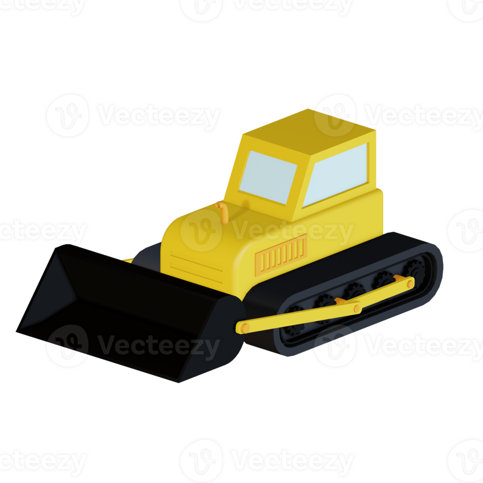 3d icon bulldozer isolated on transparent background png