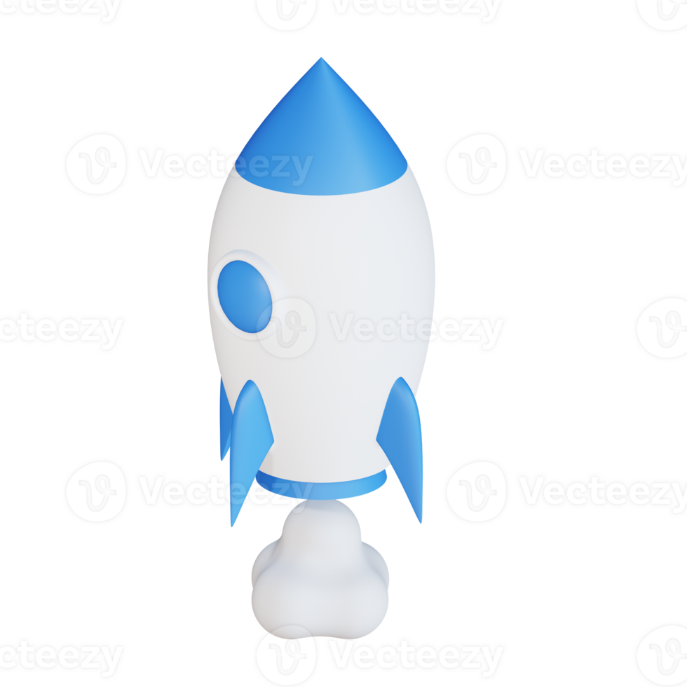 3d icon rocket isolated on transparent background png