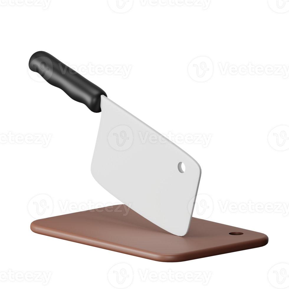 3d icon butcher knife isolated on transparent background png