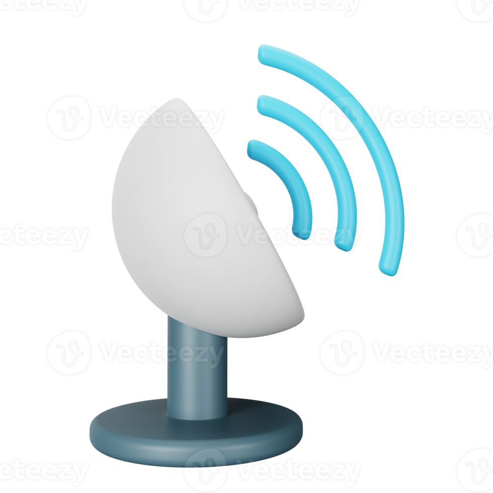 3d icon satellite dish isolated on transparent background png