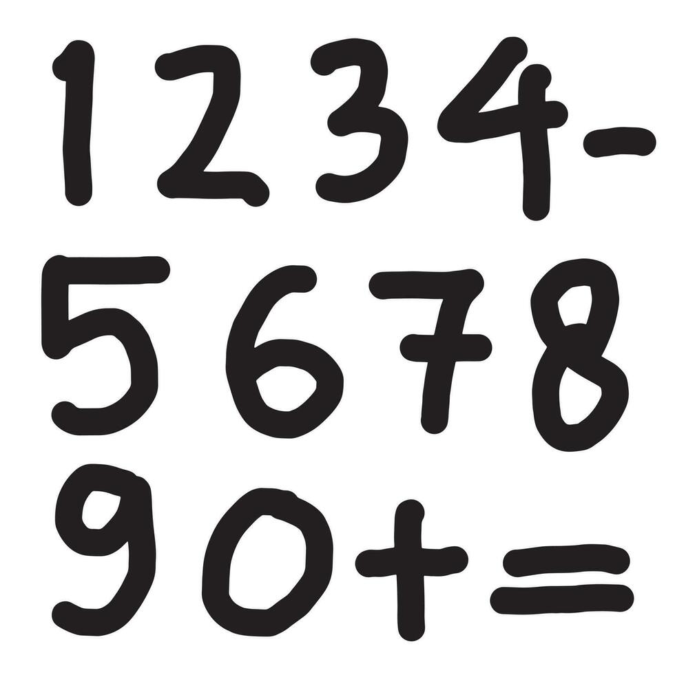Numbers set in hand drawn style.Number doodles illustration. vector