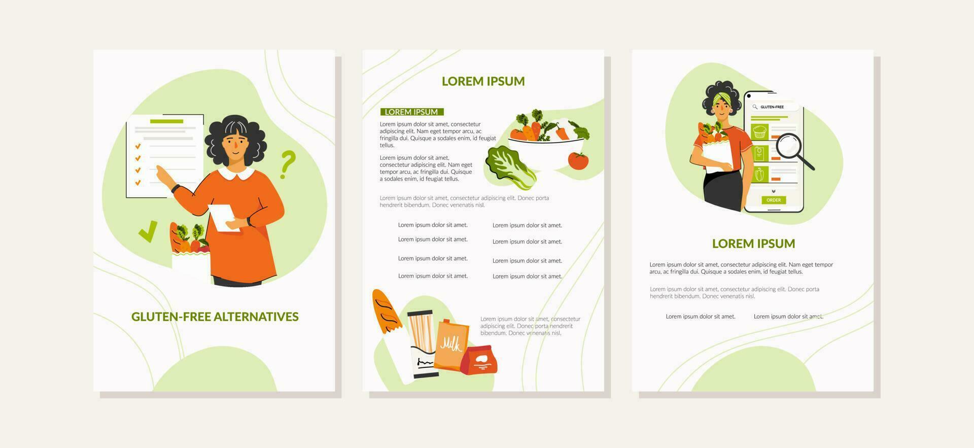 Brochure design template. Vector flyer layout about gluten free diet, diet plan.