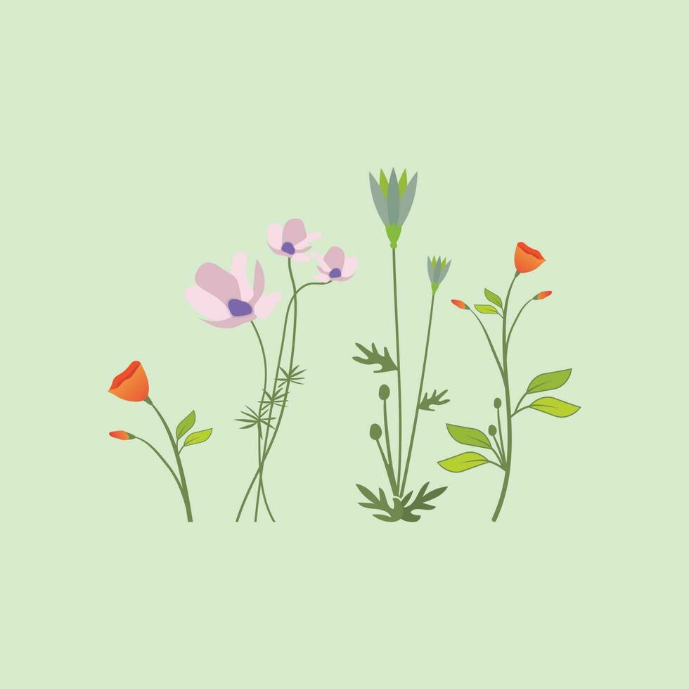 Watercolor pink and green branches, leaves, berries ,pink  and red roses. vector