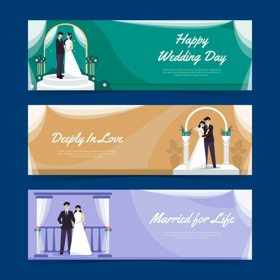Wedding Scene Banner Set vector