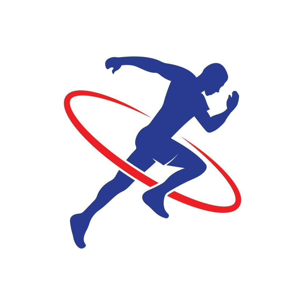 corriendo hombre silueta logo, maratón logo plantilla, corriendo club o Deportes club con eslogan modelo vector