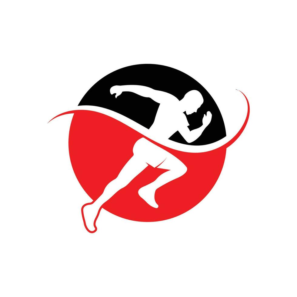 Running Man silhouette Logo, Marathon logo template, running club or sports club with slogan template vector