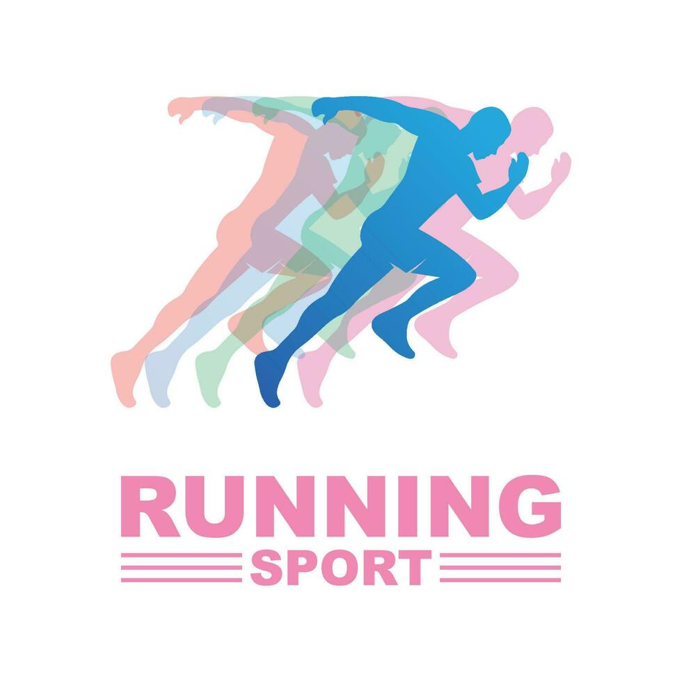 corriendo hombre silueta logo, maratón logo plantilla, corriendo club o Deportes club con eslogan modelo vector