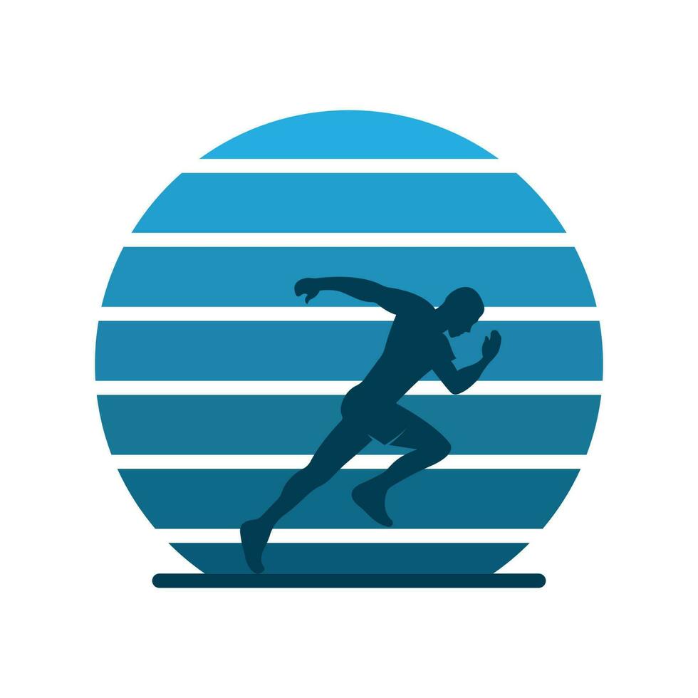 Running Man silhouette Logo, Marathon logo template, running club or sports club with slogan template vector