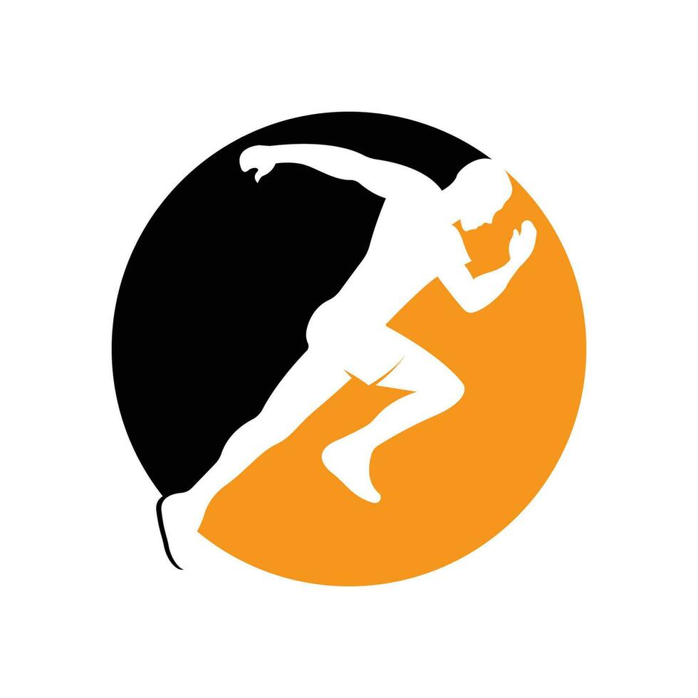 corriendo hombre silueta logo, maratón logo plantilla, corriendo club o Deportes club con eslogan modelo vector