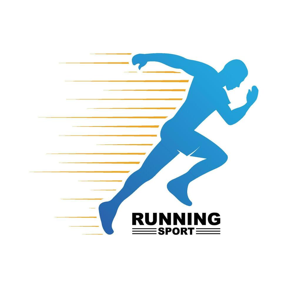 Running Man silhouette Logo, Marathon logo template, running club or sports club with slogan template vector