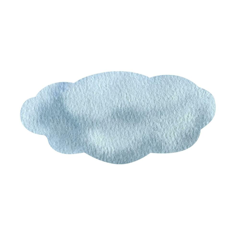 Blue cloud clipart. Hand drawn watercolor illustration vector