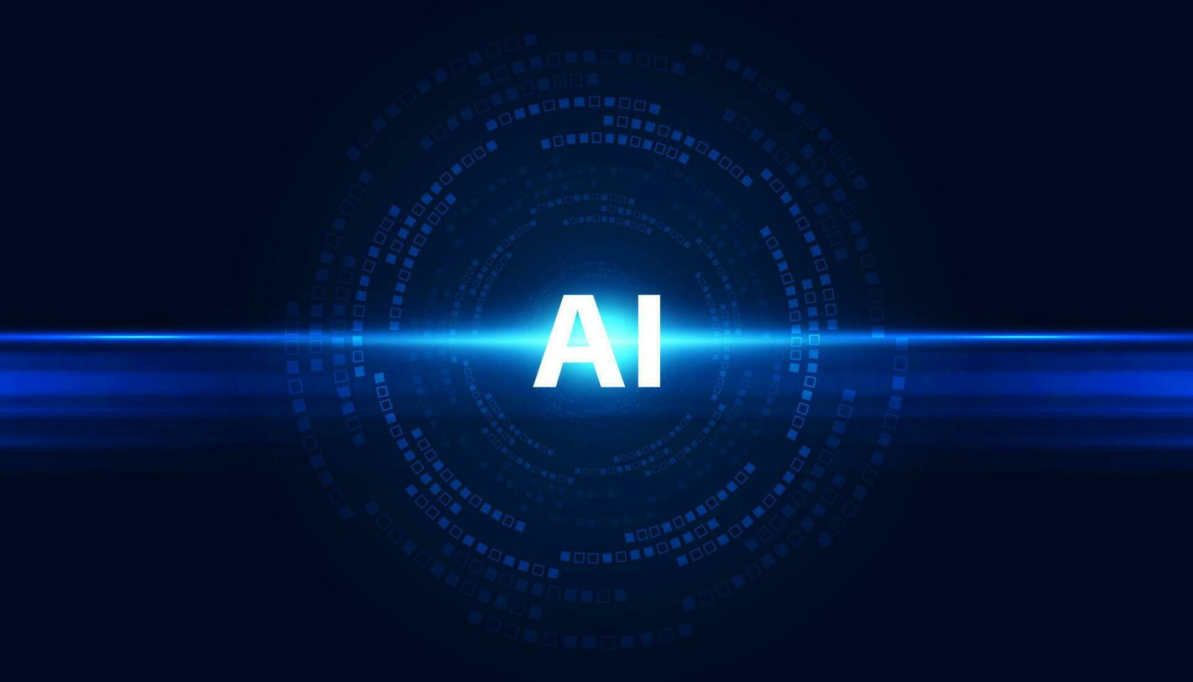 Abstract Artificial Intelligence on circle digital and Technology Background with Computer Systems light blue. vector