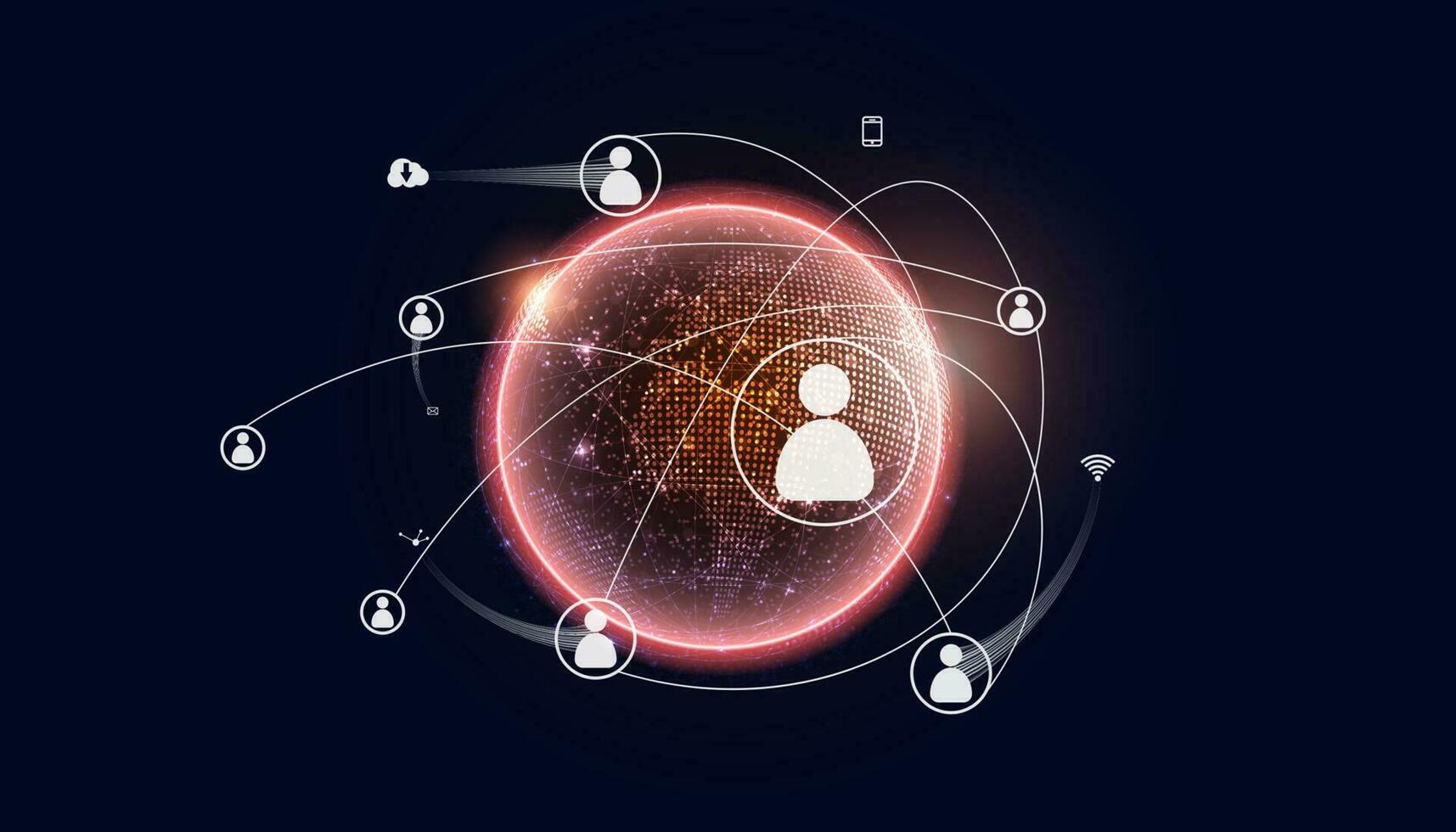 concept digital world connection and communication On red background vector