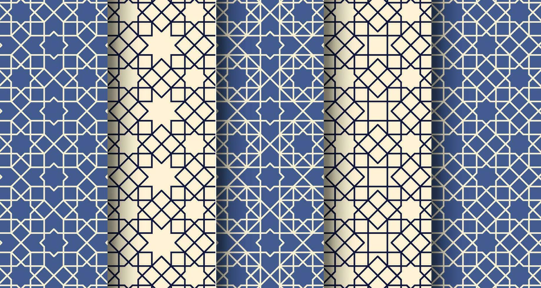 Traditional Islamic Seamless Geometric Pattern vector Illustration set