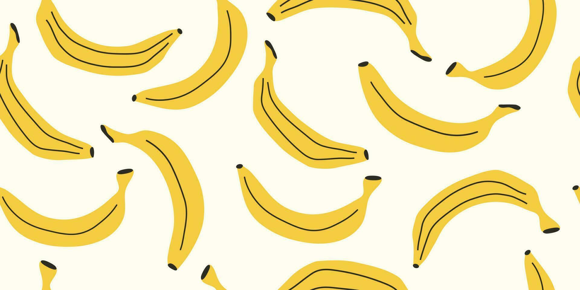 Vector seamless yellow banana pattern. Trendy hand drawn texture. Modern abstract design for paper, cover, fabric.
