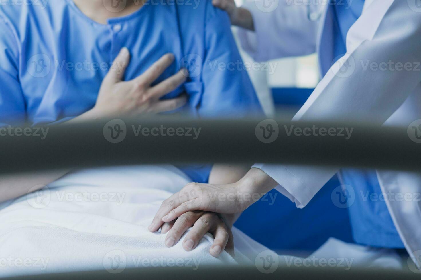 Asian caregiver doctor examine older patient use blood pressure gauge. Young woman therapist nurse at nursing home taking care of senior elderly woman sit on sofa. Medical insurance service concept photo