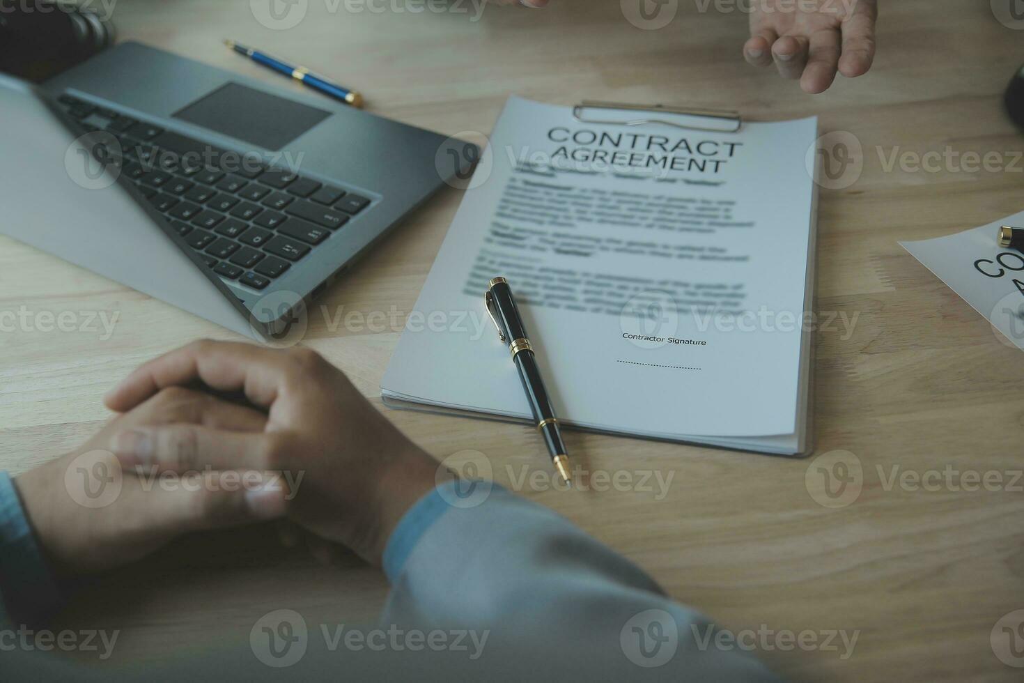 Customer service good cooperation, Consultation between a Businessman and Male lawyer or judge consult having team meeting with client, Law and Legal services concept. photo